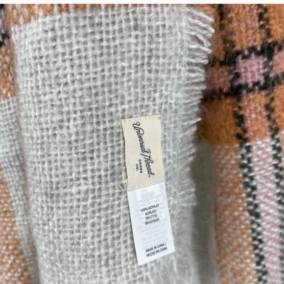 Universal Thread Scarf Wrap Plaid Tan Orange - Picture 5 of 6